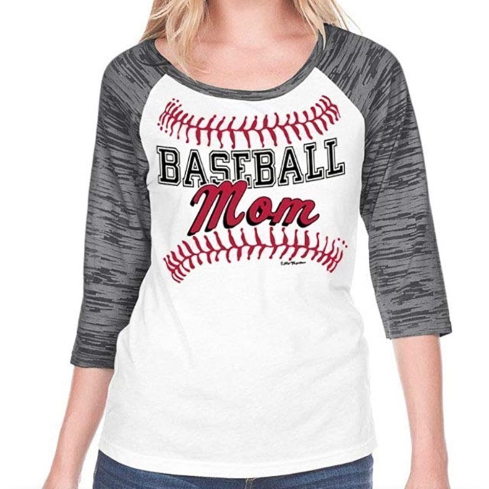 - “Baseball Mom” 3/4 Sleeve Bling Scoop Neck Top
